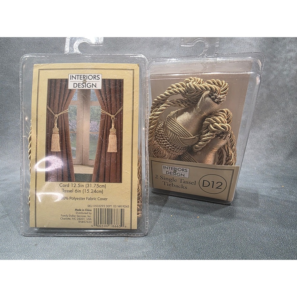 Interiors by Design 2 Packs of 2 each Tassel Tiebacks Gold Tassel